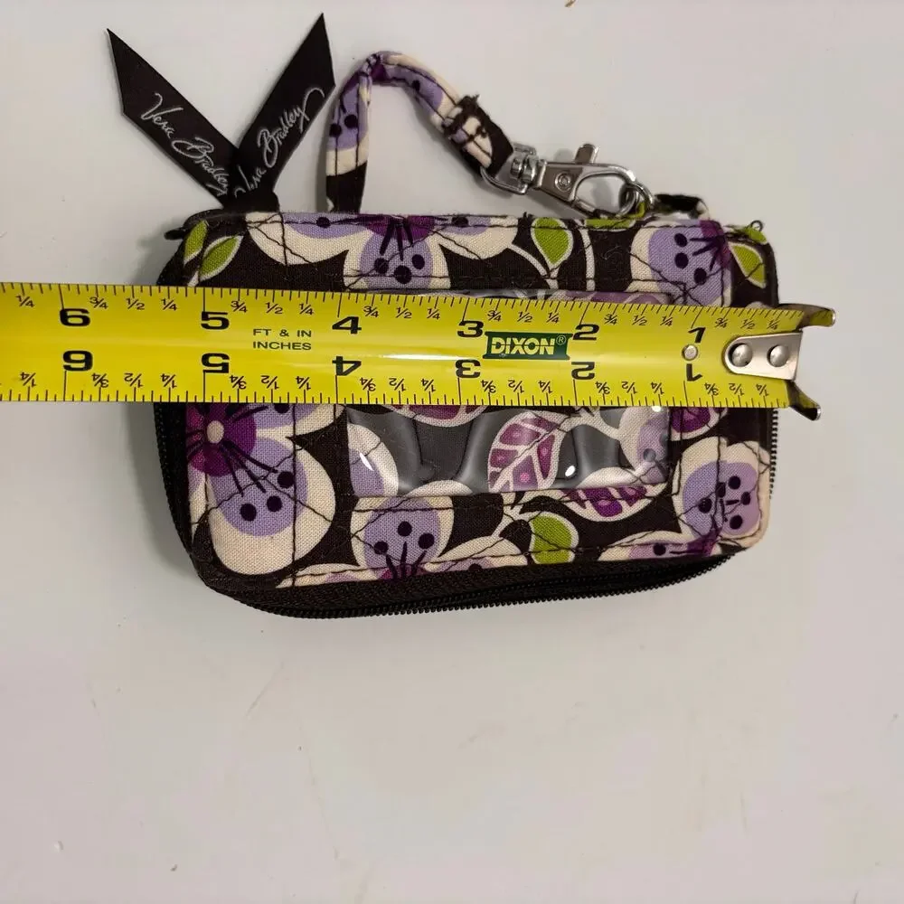 Vera Bradley Plum Petals Retired Pattern 2011 Mini Purse Wristlet Clip & Zip